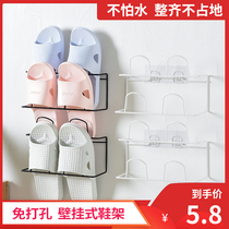 Iron shoe rack Bathroom slipper rack Double creative paste shelf Jane art wall-mounted shoe storage rack