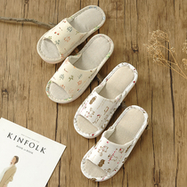 Slippers female summer male home slippers indoor home children couple home non-slip cotton linen slippers wool winter plush winter