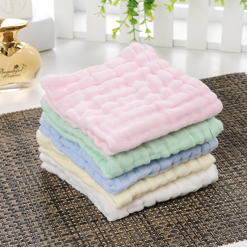 Baby gauze towel saliva towel Baby solid color cotton small square towel handkerchief Newborn bath children soft