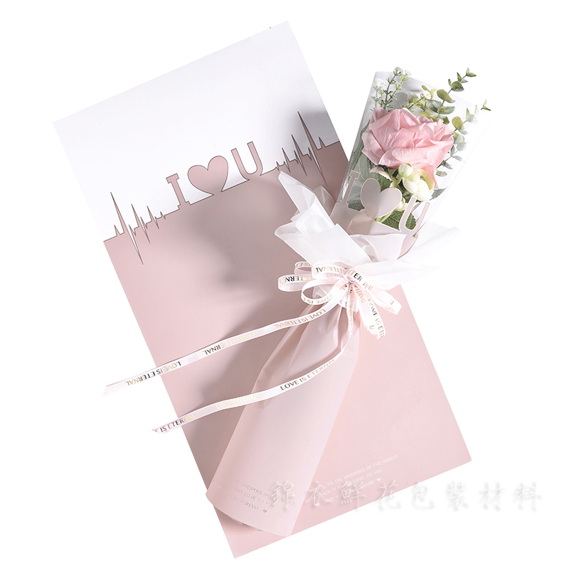 Heart motion single bouquet Bouquet Packaging Bag Single Bag Flower paper Rose Multi-pocket Flower Shop Supplies Fresh flowers Gift 40 sheets