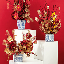 Green Flowers Porcelain New Year barrel Lunar New Years Eve Flowers Flowers Flower Arrangements Festive Red Golden Spring Flowers Packaging Materials
