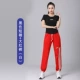 Черный короткий рукав [OFF]+ большие красные ленточные брюки