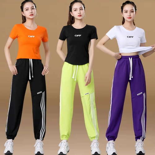 Модный летний танцующий спортивный костюм, короткий рукав