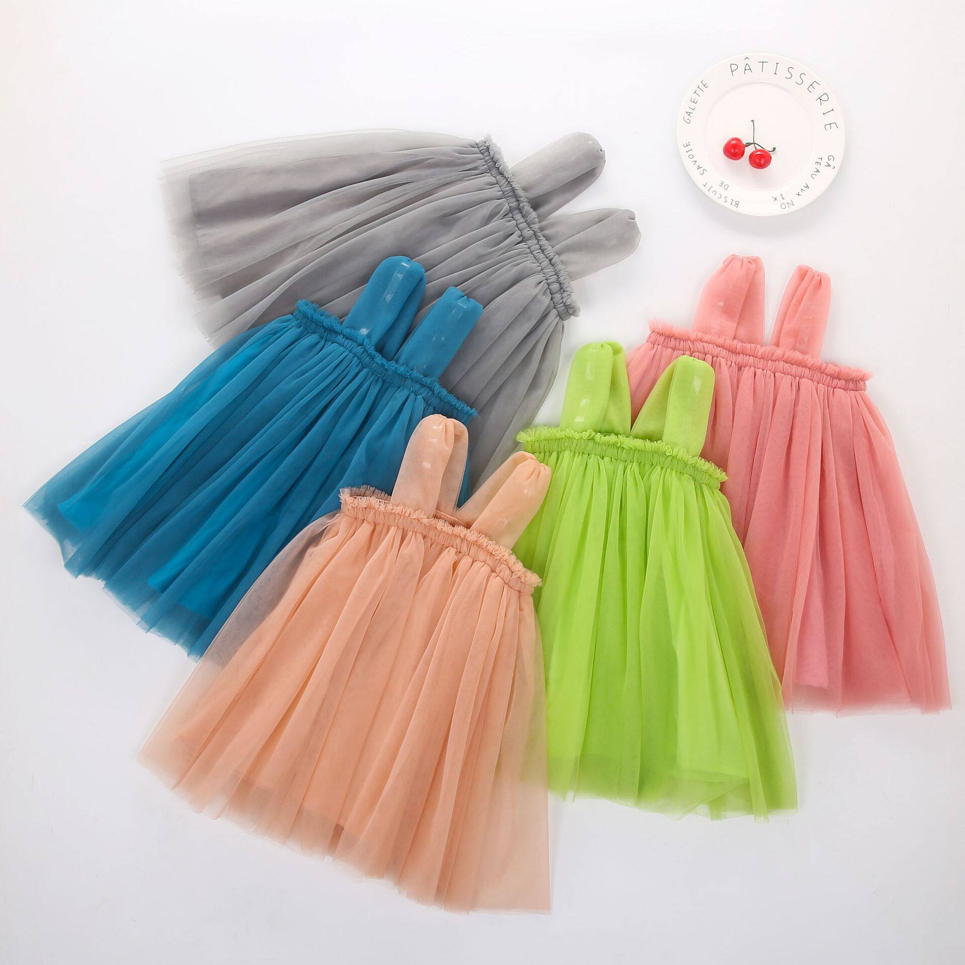 Foreign trade ins summer girl 100th birthday photo sling cotton mesh beach dress princess skirt fluffy dress short skirt