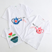 Summer short-sleeved parent-child LOVE family photo family baby climbing clothes 100 days Zhao brothers and sisters men and women T-shirts