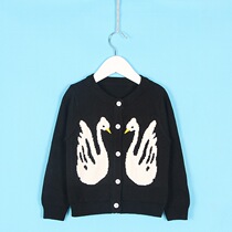 Clearance special cotton spring and autumn men and women brothers and sisters children Swan Animal knitted cardigan sweater coat not returned