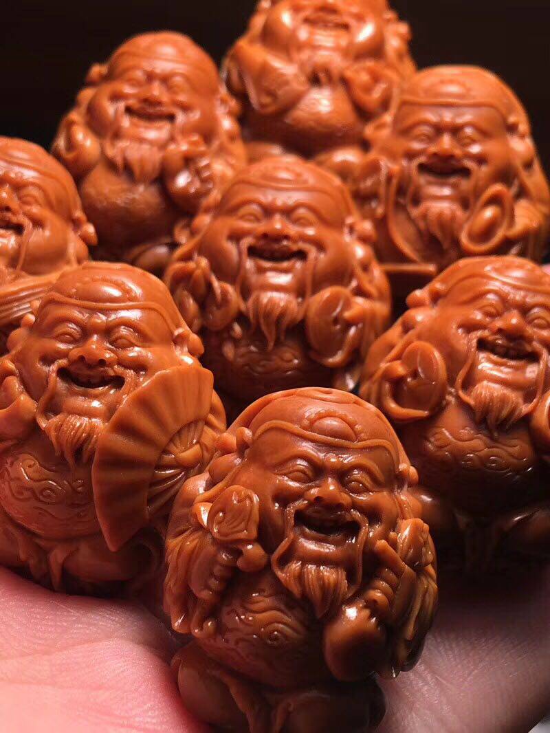 Nuclear Sculpture PURE ARTISANAL OLIVE NUCLEAR SCULPTURES HAND STRINGS OF THE EIGHT FINANCIAL GODS SU WORKERS WORKS 2 2cm POPS RED OLD OIL CORE