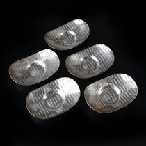 (Japanese silverware) small judgment-shaped Tung leaf pattern sterling silver tea tray ancient beauty literati tea props five guests
