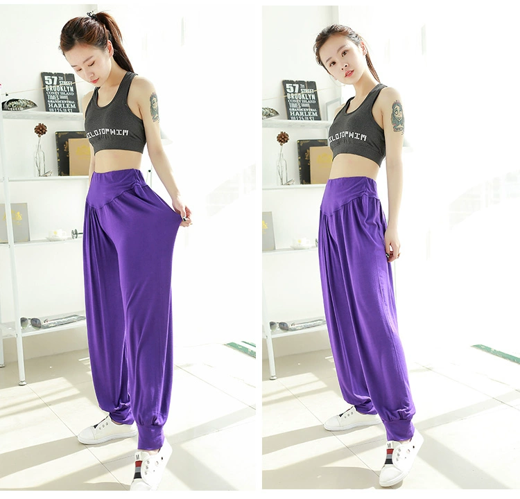 Modal yoga quần nữ mùa hè lỏng quần kích thước lớn eo cao quần khiêu vũ thực hành quần quần vuông nhảy nở áo khoác adidas nữ