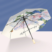 Retro Rose titanium silver Sun umbrella Women sunscreen Anti-UV sunny and rain-proof Robust Portable Fully Automatic Beach Umbrella