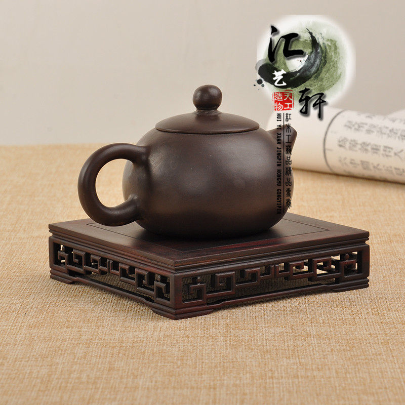 Red Wood Purple Sandalwood Solid Wood Positive Square Small Flower Bonsai Several Base Teapot Base Jade Pendulum Decorated With Playbase
