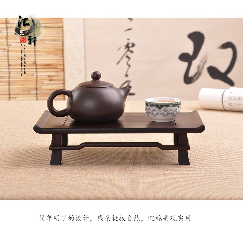 Red Wood Purple Sandalwood Golastoma wood Japanese style Rectangular Terrace Teapot Jade Instrumental Miniature Potted potted Veneers Residence Ornament Swing Accessories Base