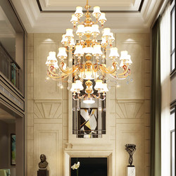 Villa Duplex Large Chandelier with Hollow Design for Three or Four Floors, Living Room Lamp, Staircase Lamp, Zinc Alloy Crystal Lighting Fixtures