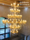 European-Style Villa Mezzanine Chandelier, Duplex Chandelier, Living Room Hollow Luxury and Grand Staircase Crystal Lighting Fixtures