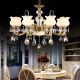 European-Style All-Copper Duplex Villa Crystal Chandelier, Grand Chandelier for Duplex Living Room and Dining Room, Natural Marble Large Lighting Fixture