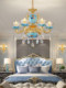 French-Style Villa Duplex Living Room Crystal Chandelier, Grand Double-Story House, Rural Self-Built House Lobby Ceramic Candle Lamp