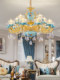 French-Style Villa Duplex Living Room Crystal Chandelier, Grand Double-Story House, Rural Self-Built House Lobby Ceramic Candle Lamp