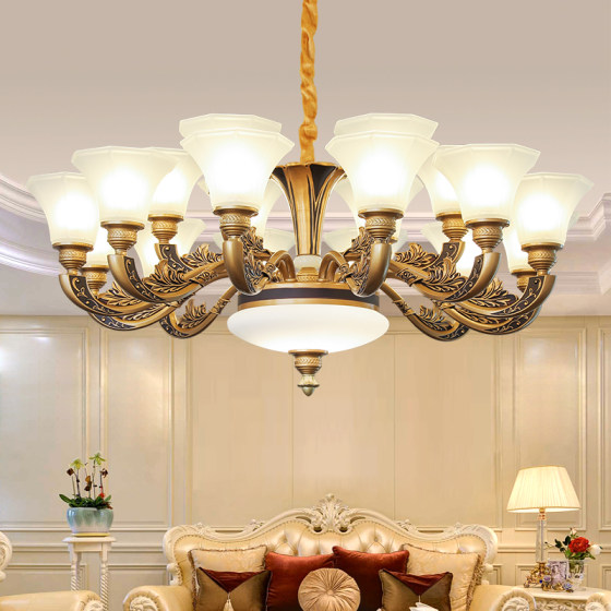 American Retro Minimalist Living Room Lamp Chandelier, Elegant European-Style Dining Room, Bedroom, Study, Light Luxury Zinc Alloy Lamps and Lighting Fixtures