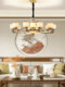 New Chinese-Style Living Room All-Copper Chandelier, Vintage Style Natural Jade Dining Room Bedroom Villa Hollow Duplex Chandelier