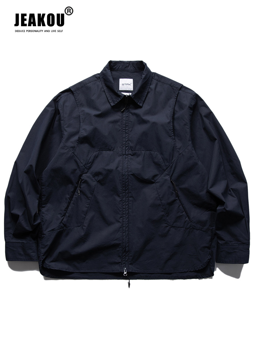 Fall ins profile zipped door flap overcoat shirt jacket men's trendy mountain system casual loose 100 lap shirt-Taobao