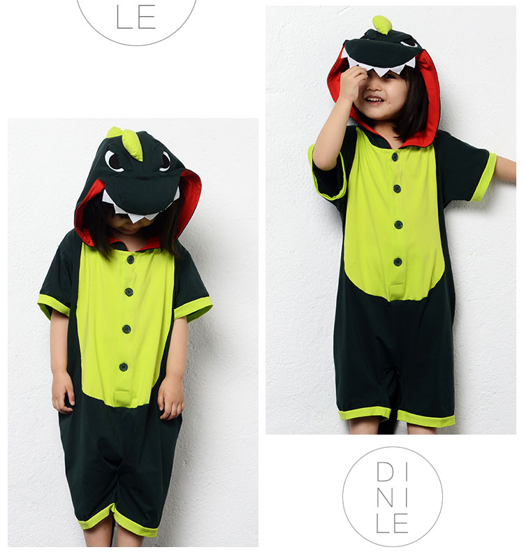 Mùa hè cotton tay áo ngắn khủng long trẻ em Xiêm đồ ngủ bé gái kích thước bé trai dễ thương hoạt hình động vật body dài tay cho bé gái