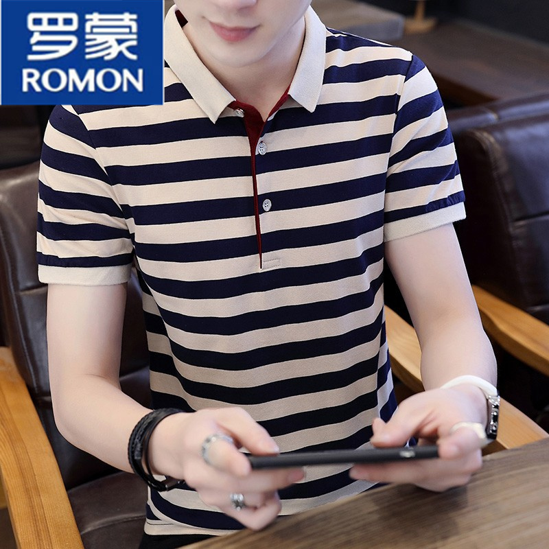 Romont Polo shirt short sleeve men's t-shirt 2022 New Korean version of the trend to turn over the summer clothing T-shirt