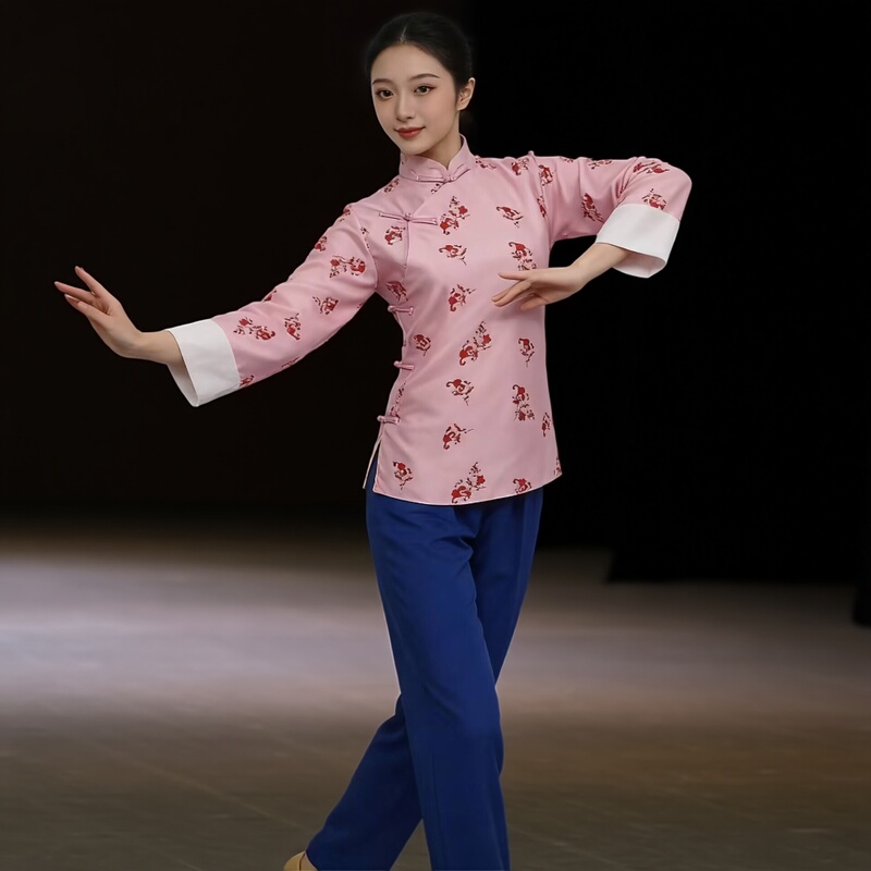 Republic of China Style Stand-Collar Floral Women's Performance Costume, Retro Stage Outfit, Yimeng Song, Mountain Love, Little Tune, Ballet, Drama, Lai