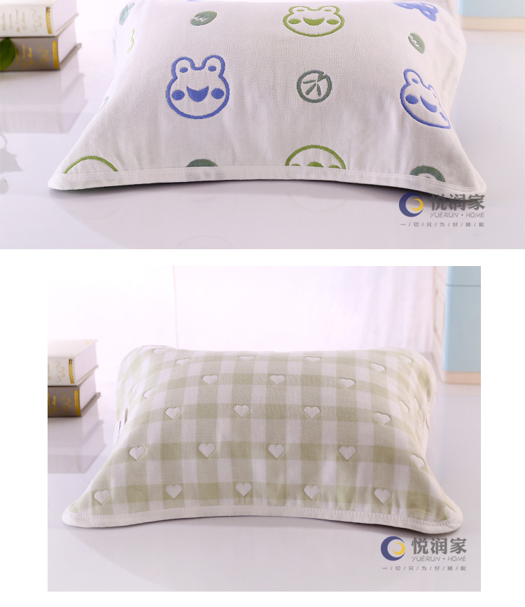 Yue Run Home Class A Khăn bông gạc sáu lớp cho bé Khăn gối trẻ mẫu giáo Khăn lau mềm mồ hôi khăn trải gối