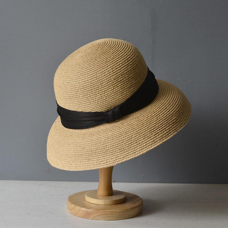 Raffia Straw Lampshade Hat for Women, Summer Japanese Style Bowknot Wide-Brimmed Sun Protection Versatile Beach Vacation Straw Hat