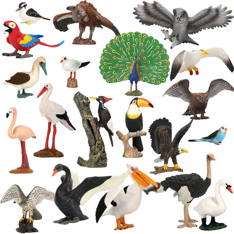 Single simulation bionic animal bird model solid flamingo ornament peacock eagle ostrich owl seagull