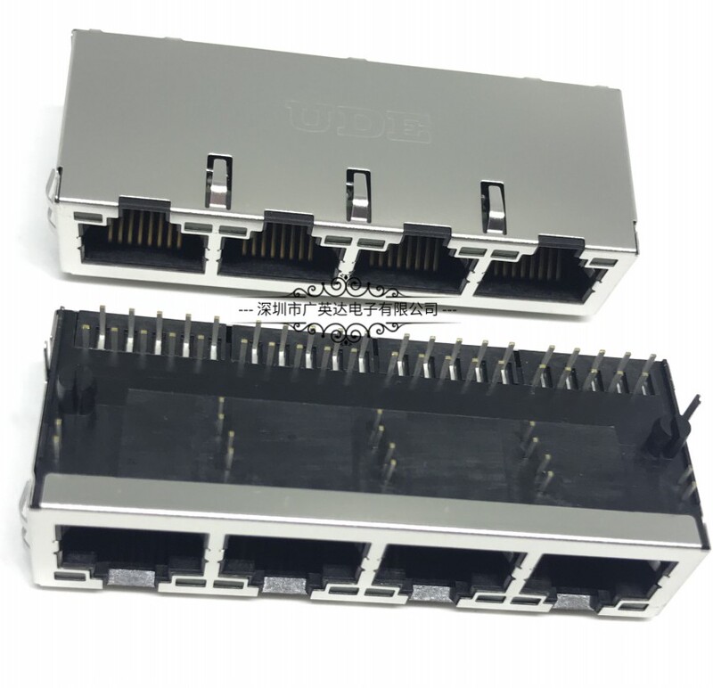 Ude Rj45 Female Ethernet Network Multi-Port 1X4 Jack 10P8C Interface Connector 2F-Fn-000