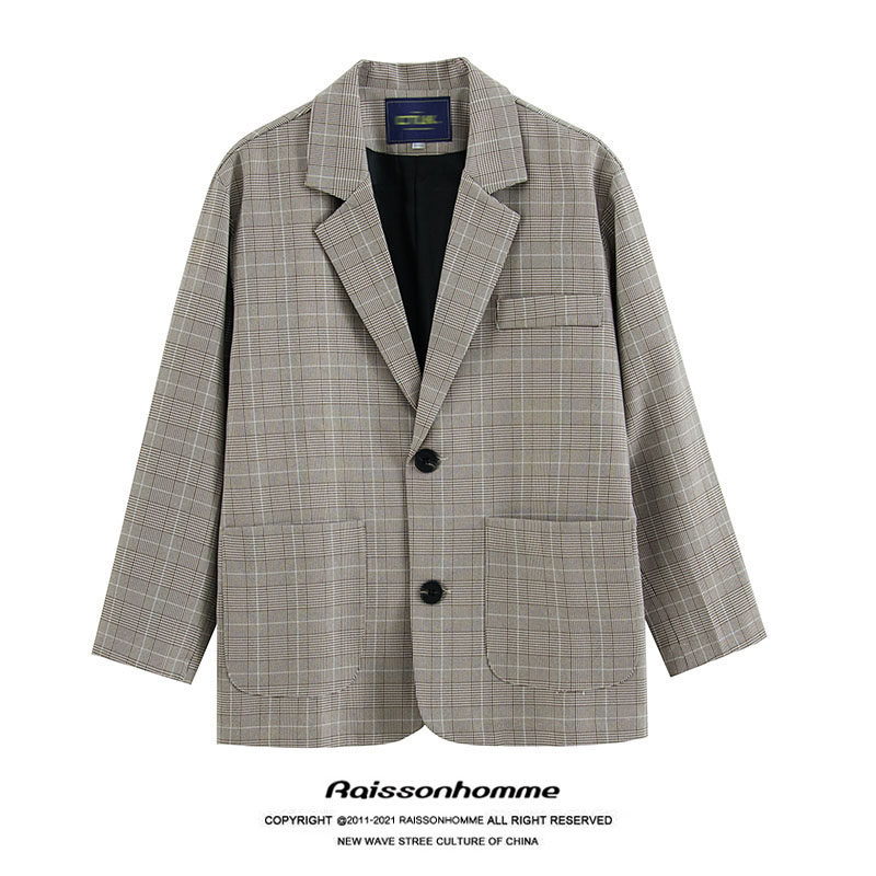 Plaid suit men's autumn and autumn light and mature style high-end single suit jacket Korean version of the trend handsome and versatile casual suit