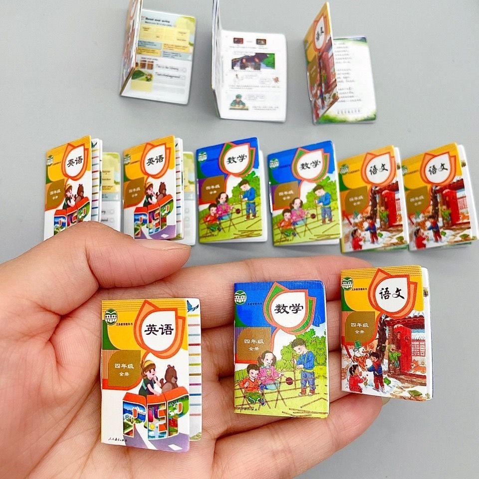 Chinese small toys miniature miniature book bag play house simulation items doll house decoration mathematics English