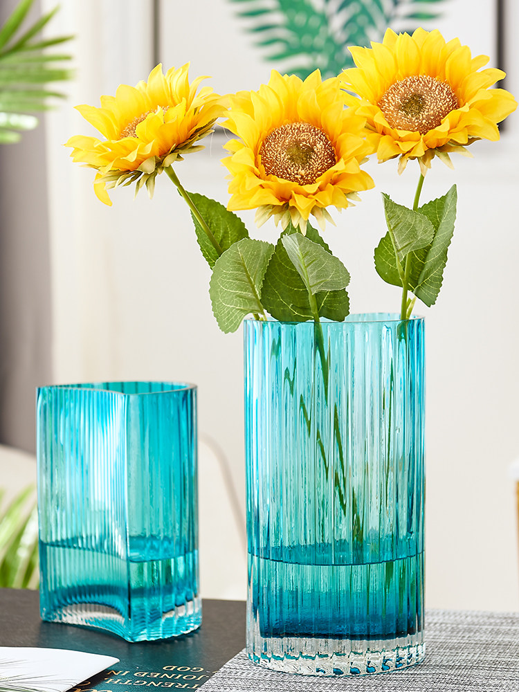 Vase decoration Living room flower arrangement Flowers dried flowers Hydroponic stained glass Home dining table Nordic creative simple flower