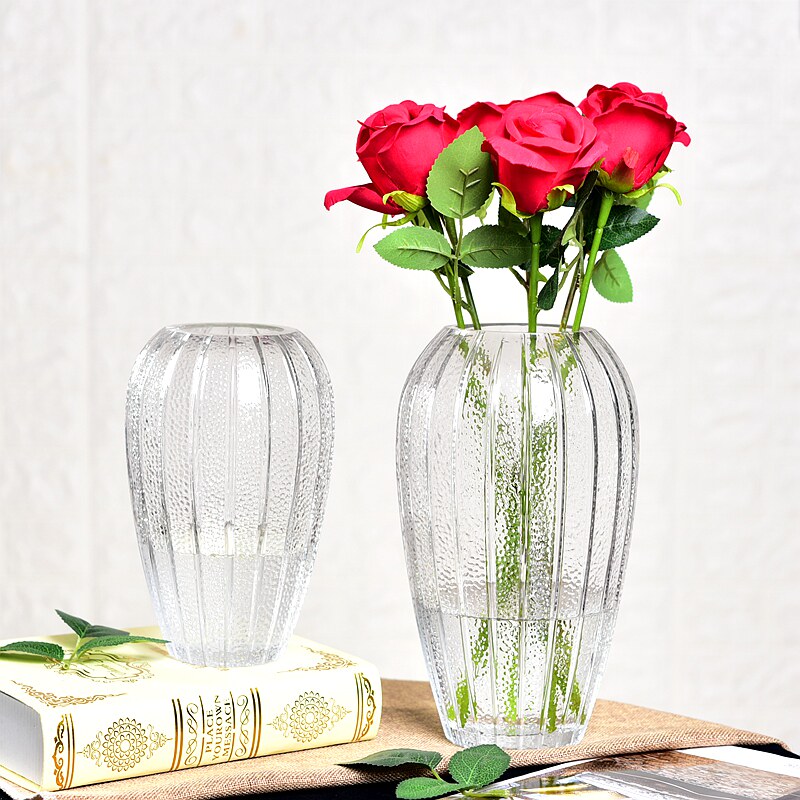 Rose bottle large decoration living room office dining table decoration Bamboo lily flower arrangement Transparent glass vase
