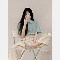 Salt Ensemble wearing a lively and reduced age wide leg pants Advanced sensation blouses Casual Temperament Name Yuan Shirt Two Suits Women Summer