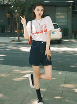 Small sub-lively minus-age denim shorts suit female summer net red casual hot girl short sleeve T-shirt two sets of damp