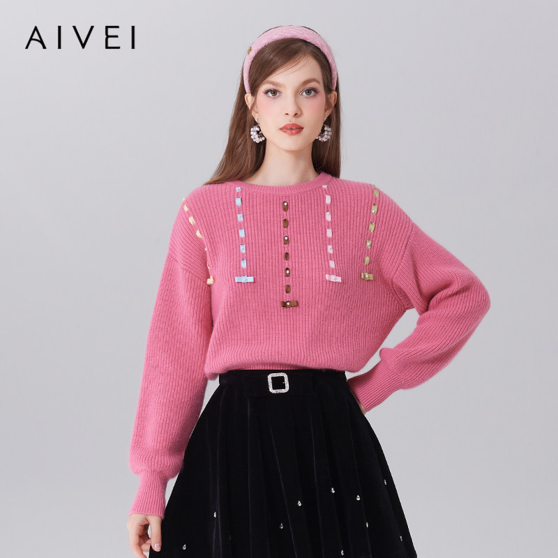 Aivei Barbie Series Autumn New Sweet Pink Sweater Knitwear for Girls Aivei Barbie Series Autumn New Sweet Pink Sweater Knitwear for Girls