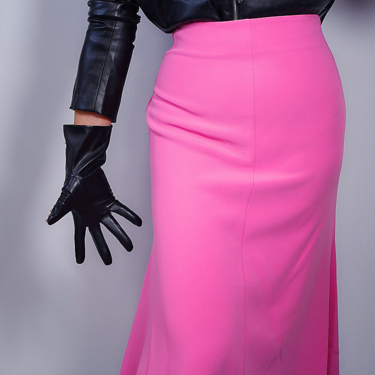 Tech Gloves Faux Patent Leather Wrist Long Short Coffee Black White Touchscreen 28cm LLDLLNT