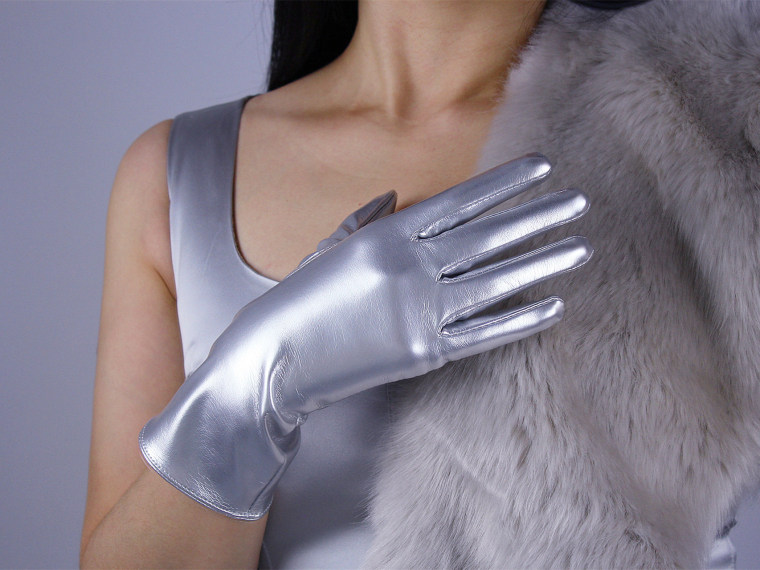 Tech Gloves Faux Patent Leather Wrist Long Short Coffee Black White Touchscreen 28cm LLDLLNT