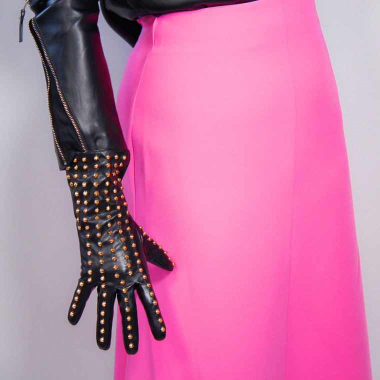 Tech Gloves Faux Patent Leather Wrist Long Short Coffee Black White Touchscreen 28cm LLDLLNT