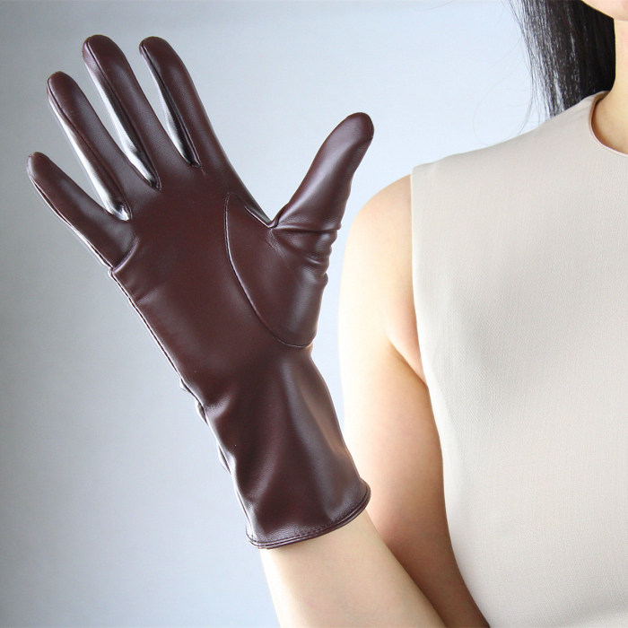 Tech Gloves Faux Patent Leather Wrist Long Short Coffee Black White Touchscreen 28cm LLDLLNT