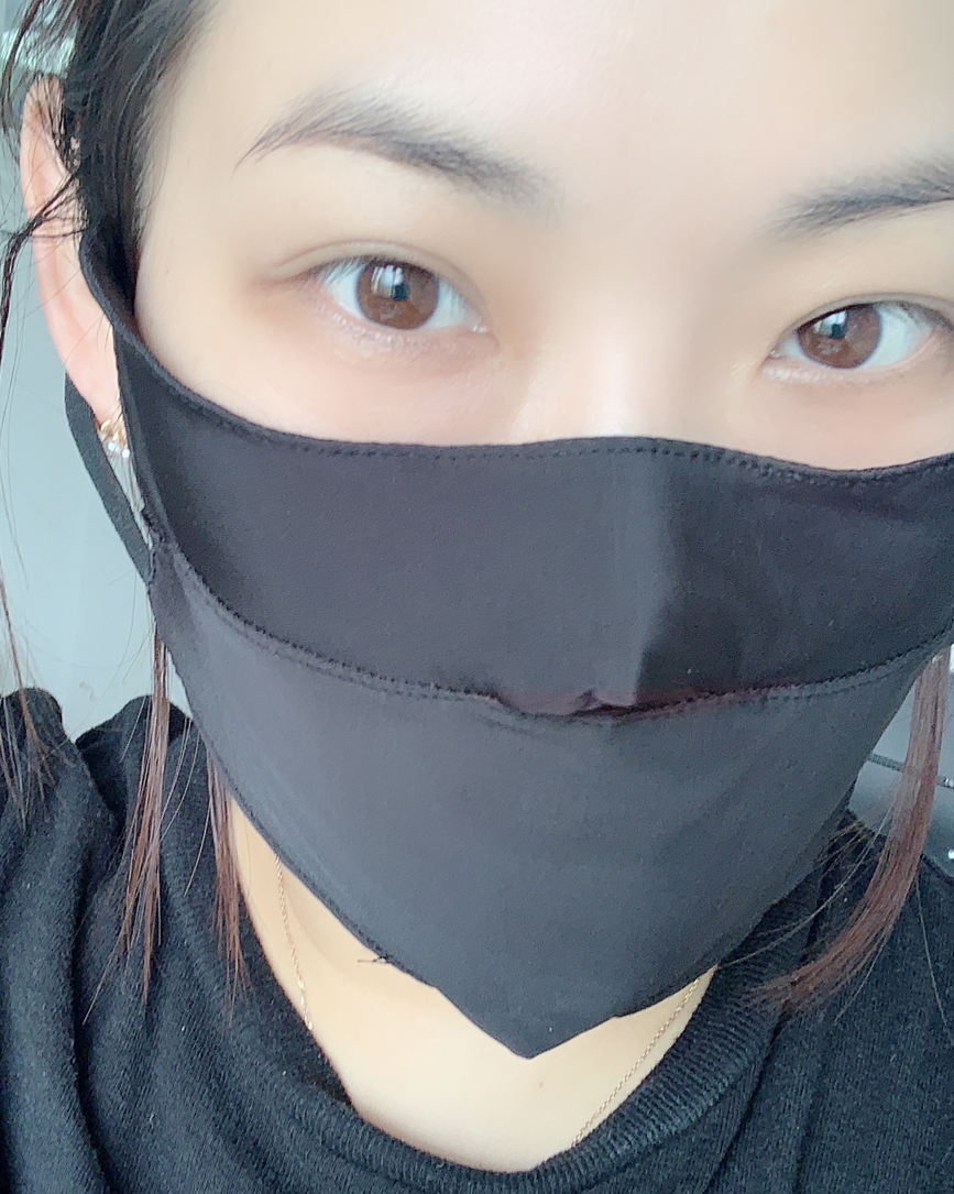 Huahuading Ice Silk Sunscreen Mask (Pack of 2) Breathable Black Powder Very Comfortable