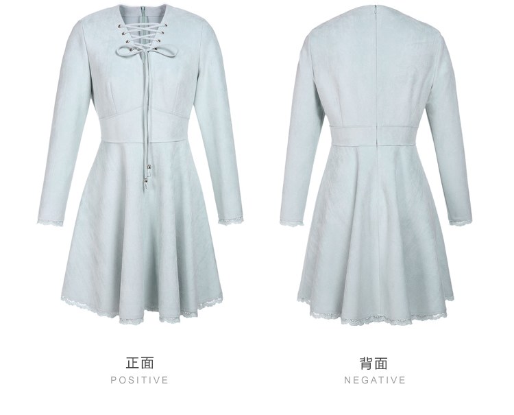 Qiu Shui Yiren 2016 Winter New Women Ren-up Đơn giản nối cà vạt Váy mỏng váy dành cho người mập
