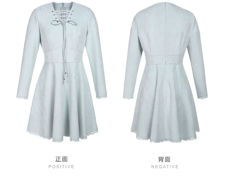 Qiu Shui Yiren 2016 Winter New Women Ren-up Đơn giản nối cà vạt Váy mỏng