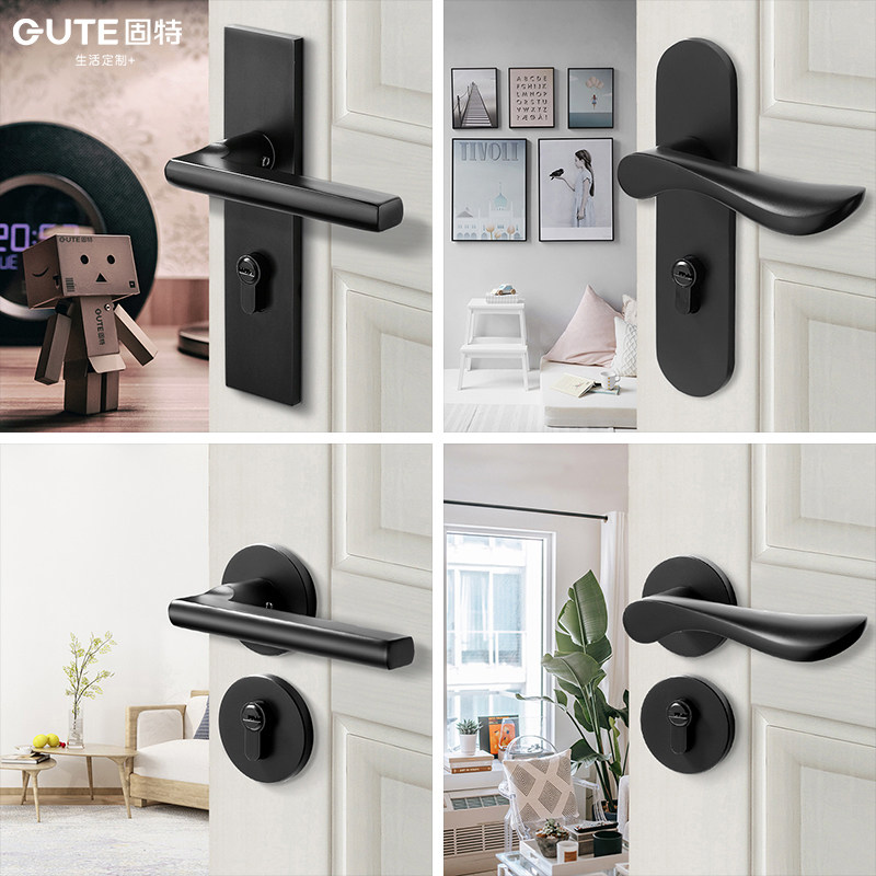Good Door Lock Indoor Home Door Lock Bedroom Black Door Handle Mute