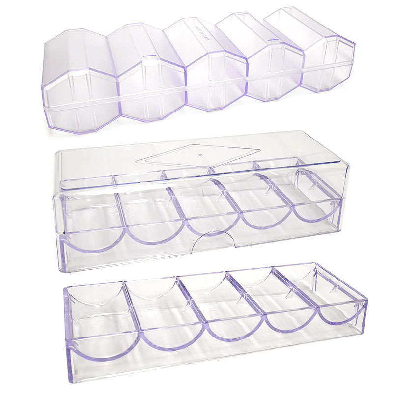 Chip Box Texas Hold'em Transparent Card Tray Chip Rack Points Coin Storage Box can hold 100 pieces