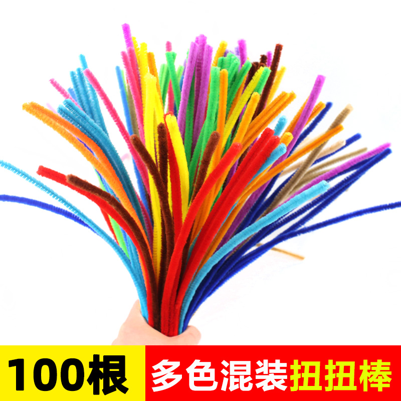 ミックスカラーツイストスティックグリッターストリップ100 10色ウェーブプラッシュストリップDIYヘアルート幼稚園手作り材料