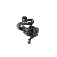 British A brand Alchemy dark gothic retro R249 Le Chat Noir witch black cat ring ring