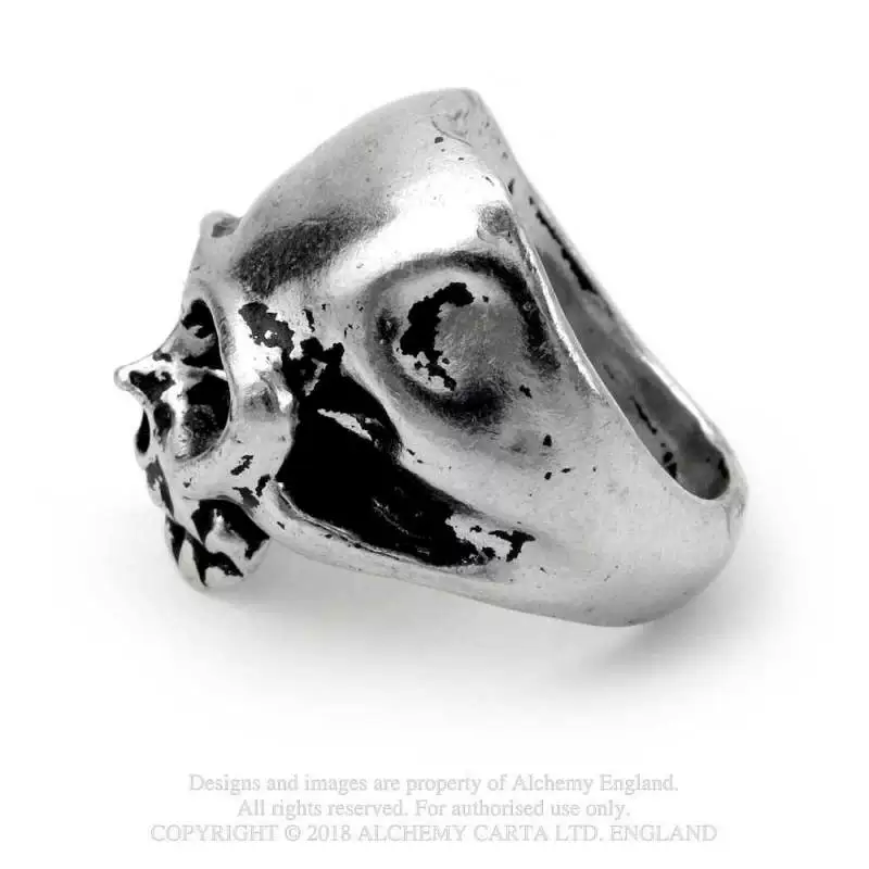 Alchemy Gothic R6 Смертельное кольцо с черепом, готическое панк-рок кольцо, тёмное кольцо